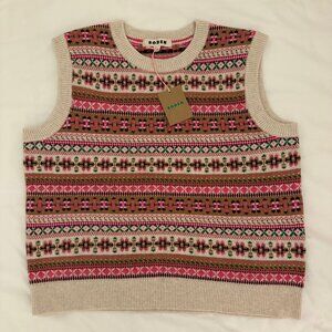 BODEN Women’s Edie Pink Heritage Fair Isle Knit Sweater Vest, Size L